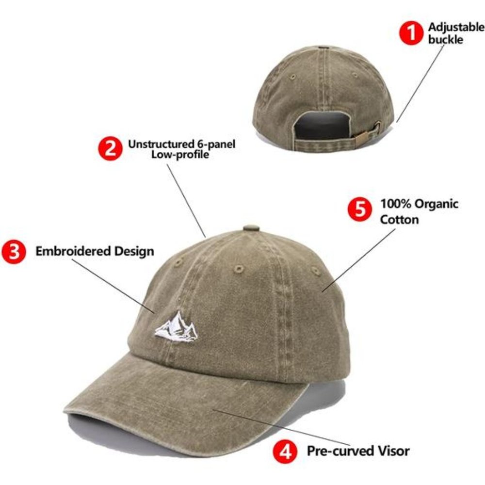 Dad Hat Baseball Cap Unisex Outdoor Unstructured Washed Soft Cotton Mountain Hat - Picture 4 of 4